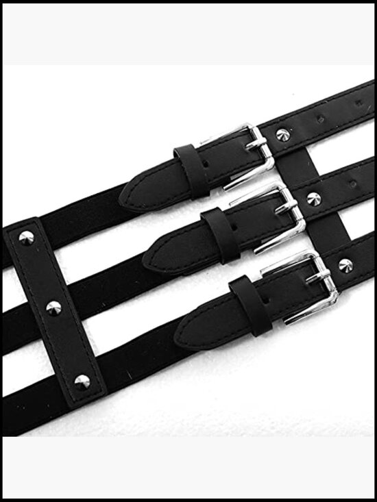 Y2K Punk Leather Harness Belt with Adjustable Buckles for Women Waist Strap main image 5